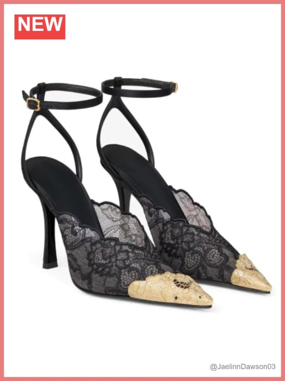 Sparkly Gold Pointed Toe Lace Slingback Stiletto Heels Women Wedding Party Pumps